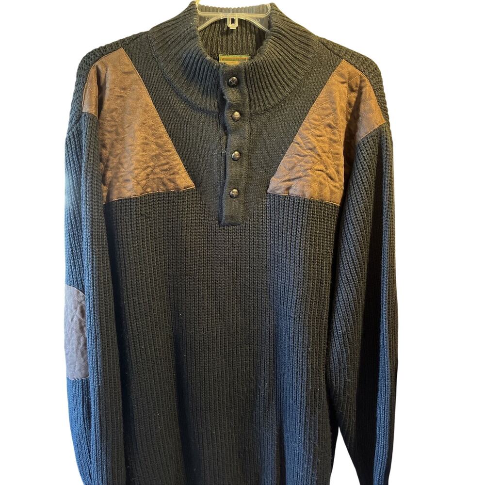 Boulder Creek Sweater Men's 3XL Black Acrylic Polyester Suede Pullover LS VTG